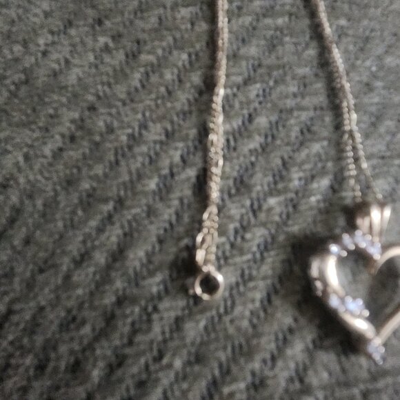 Vintage 14k Gold Necklace w/10K Gold Diamond Open Heart Pendant Twist Chain 19" - Picture 9 of 11